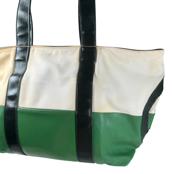 Tory‎ Burch Dipped Canvas Beach Tote Bag Green - Picture 9 of 14